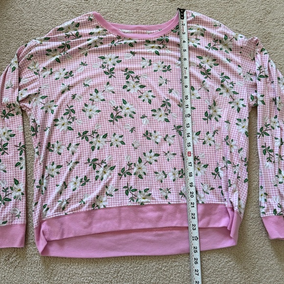 Draper James Pink Gingham Floral Pajama Top Size XXL - Measurements in Pics - Picture 4 of 5